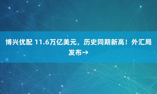 博兴优配 11.6万亿美元，历史同期新高！外汇局发布→